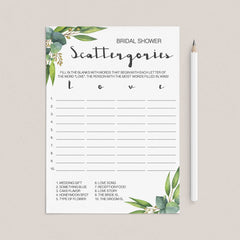 greenery bridal shower games instant downloads