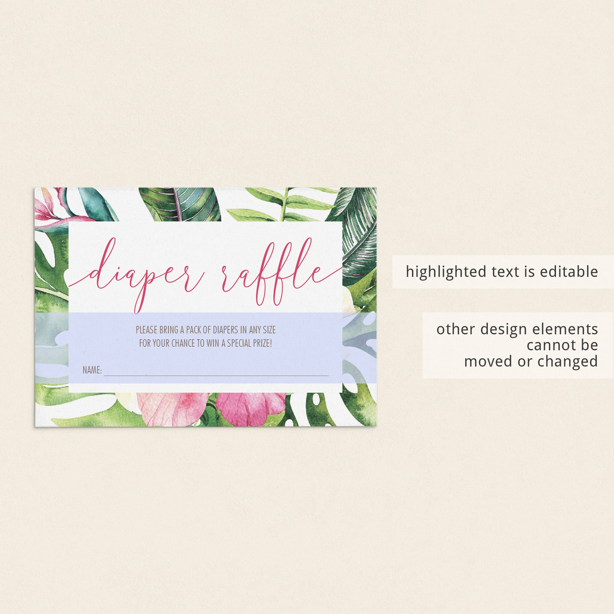 Botanical Diaper Raffle Ticket for Baby Shower by LittleSizzle