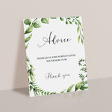 Baby Shower Advice Sign Printable Watercolor Greenery