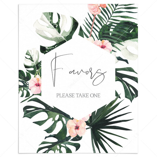 Tropical Favors Sign Printable Instant Download by LittleSizzle