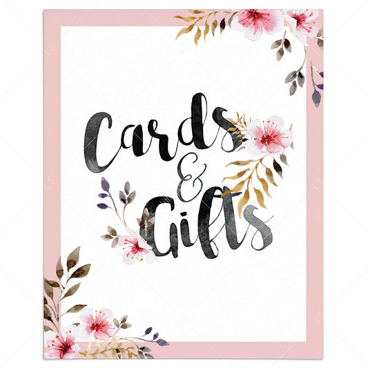 Blush floral cards and gifts sign by LittleSizzle