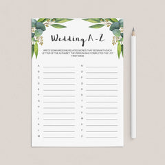 botanical wedding activity printables