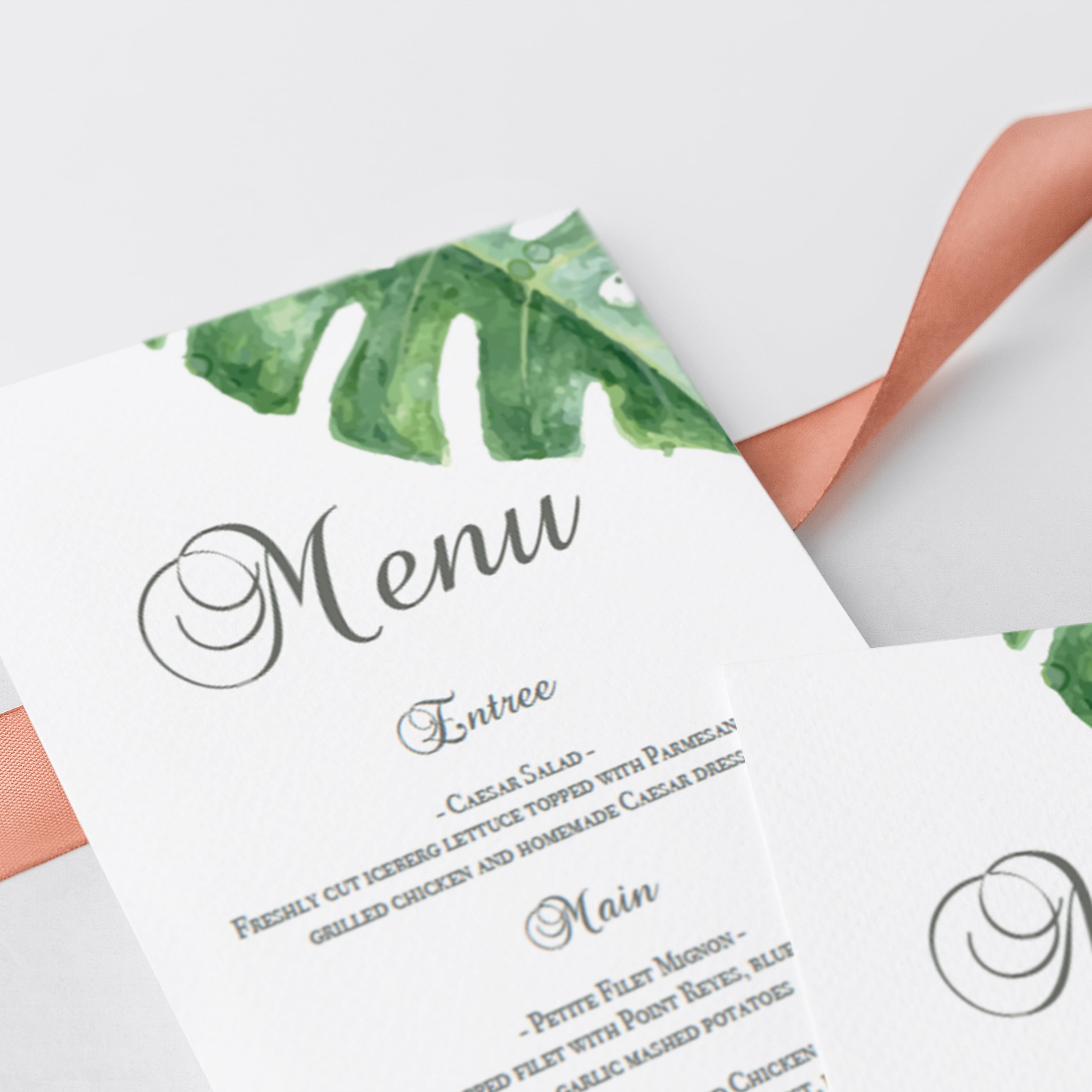 Watercolor greenery menu card template by LittleSizzle