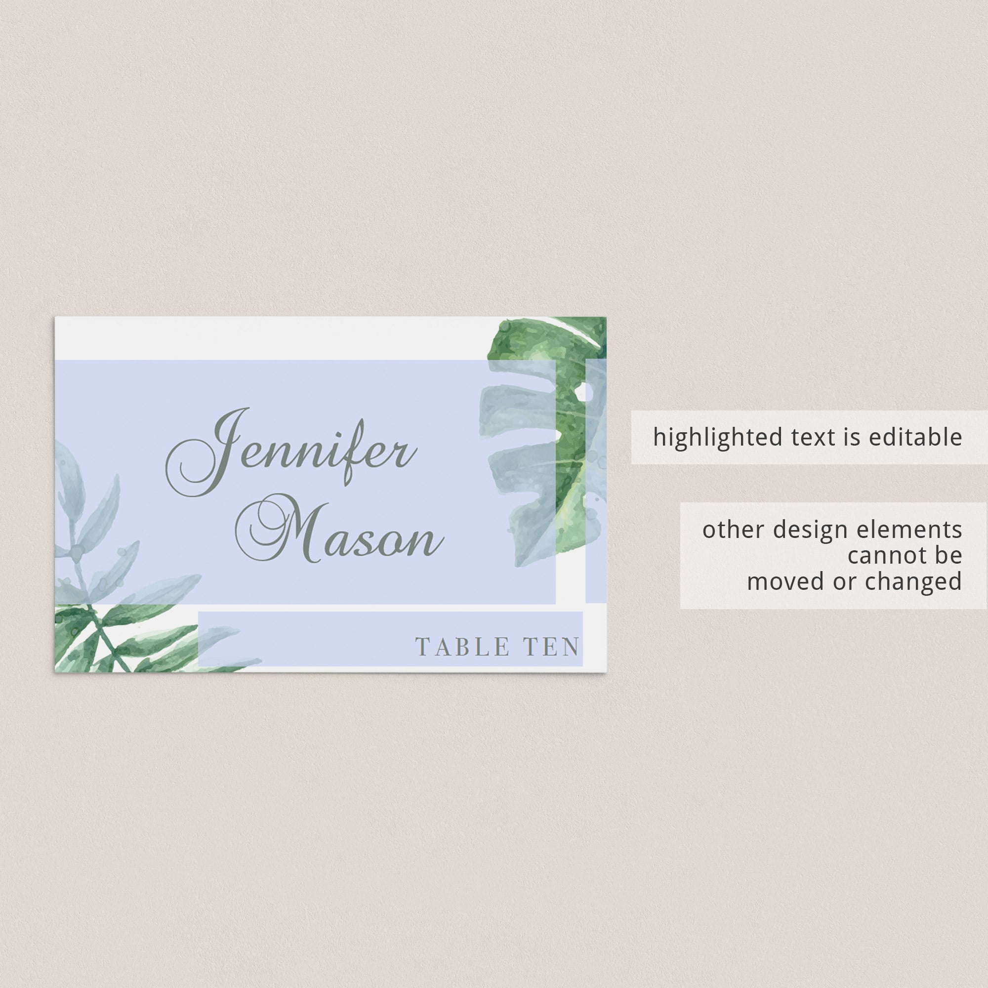Tropical table decorations printable name cards by LittleSizzle