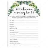 Gender neutral baby shower game who knows mommy best by LittleSizzle