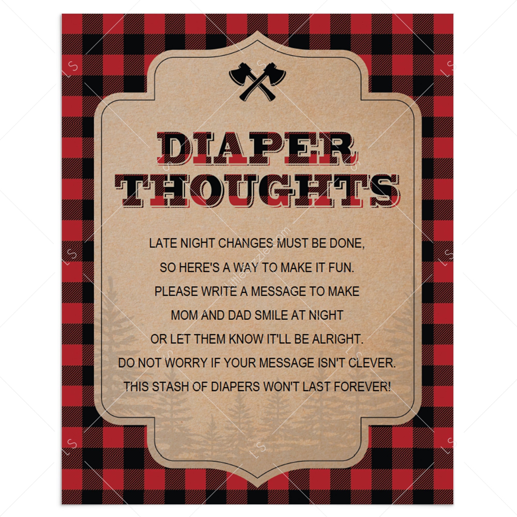 Rustic baby shower activity diaper thoughts by LittleSizzle