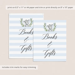 Printable books and gifts table sign for blue baby shower by LittleSizzle