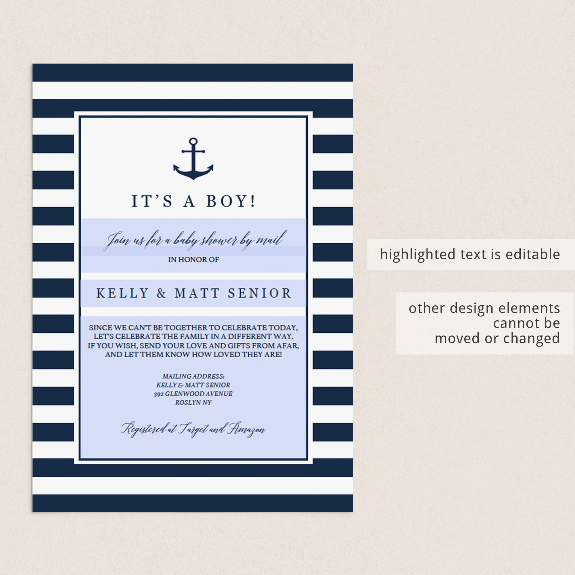 Long distance boy baby shower invitation by LittleSizzle