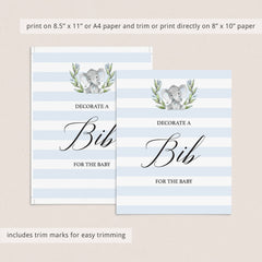 Elephant baby shower decor printable bib sign by LittleSizzle