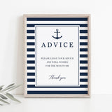 Advice for new parents printable sign navy and white stripes by LittleSizzle
