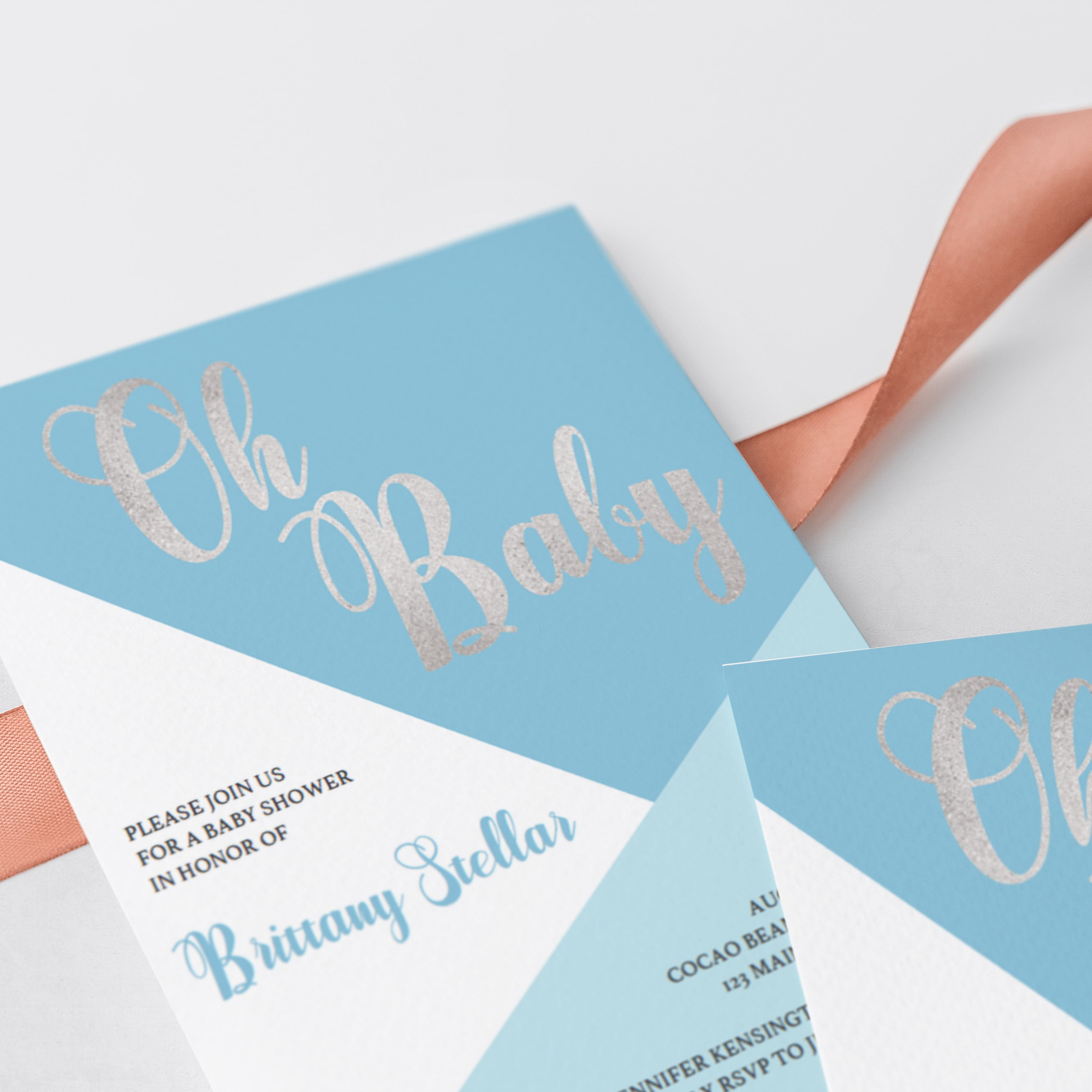 Blue and silver baby shower invitations by LittleSizzle