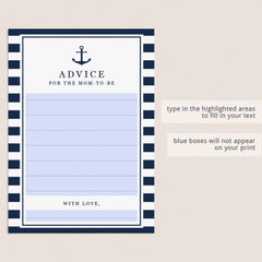 Nautical Baby Shower Advice Cards