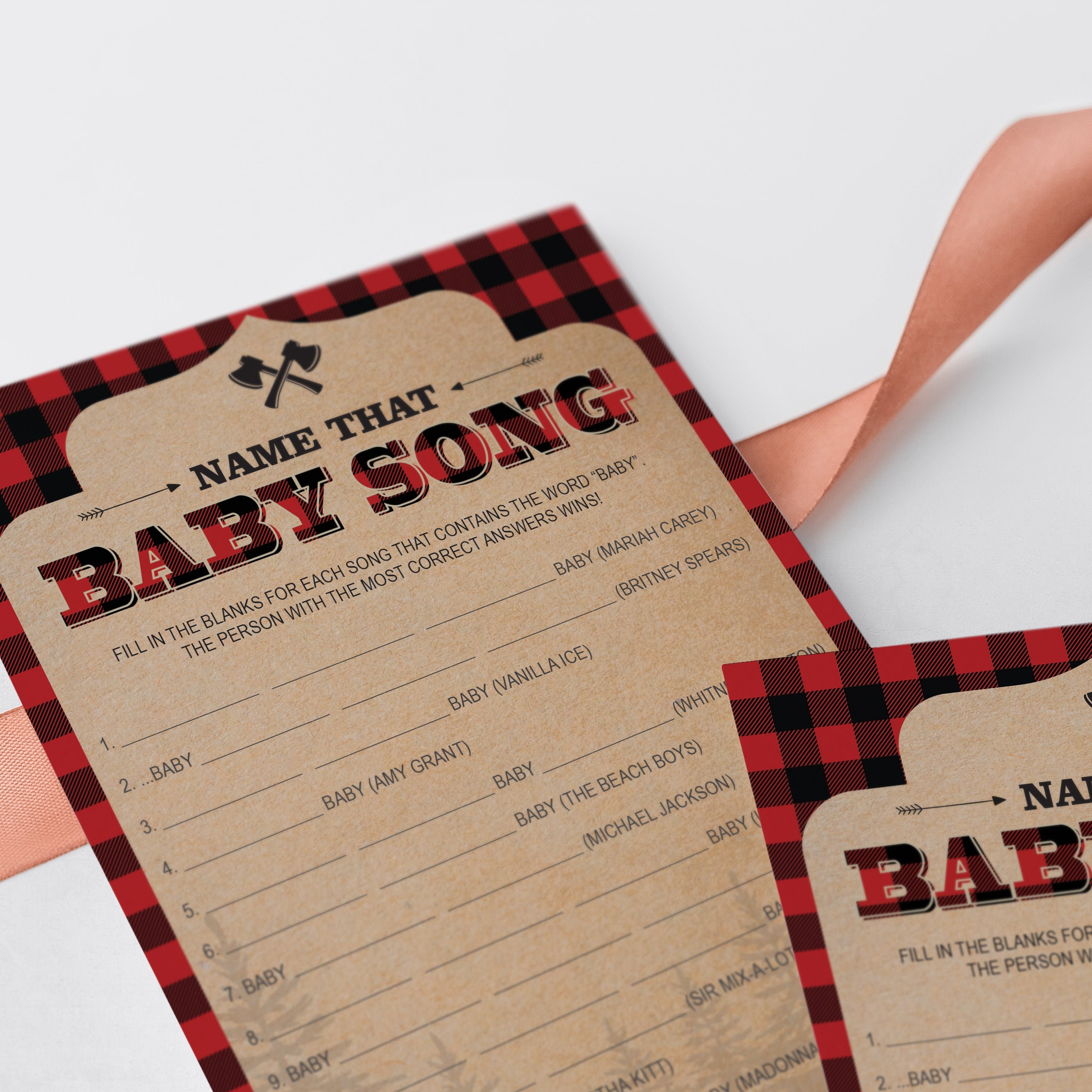 Instant download baby shower game with buffalo plaid pattern by LittleSizzle