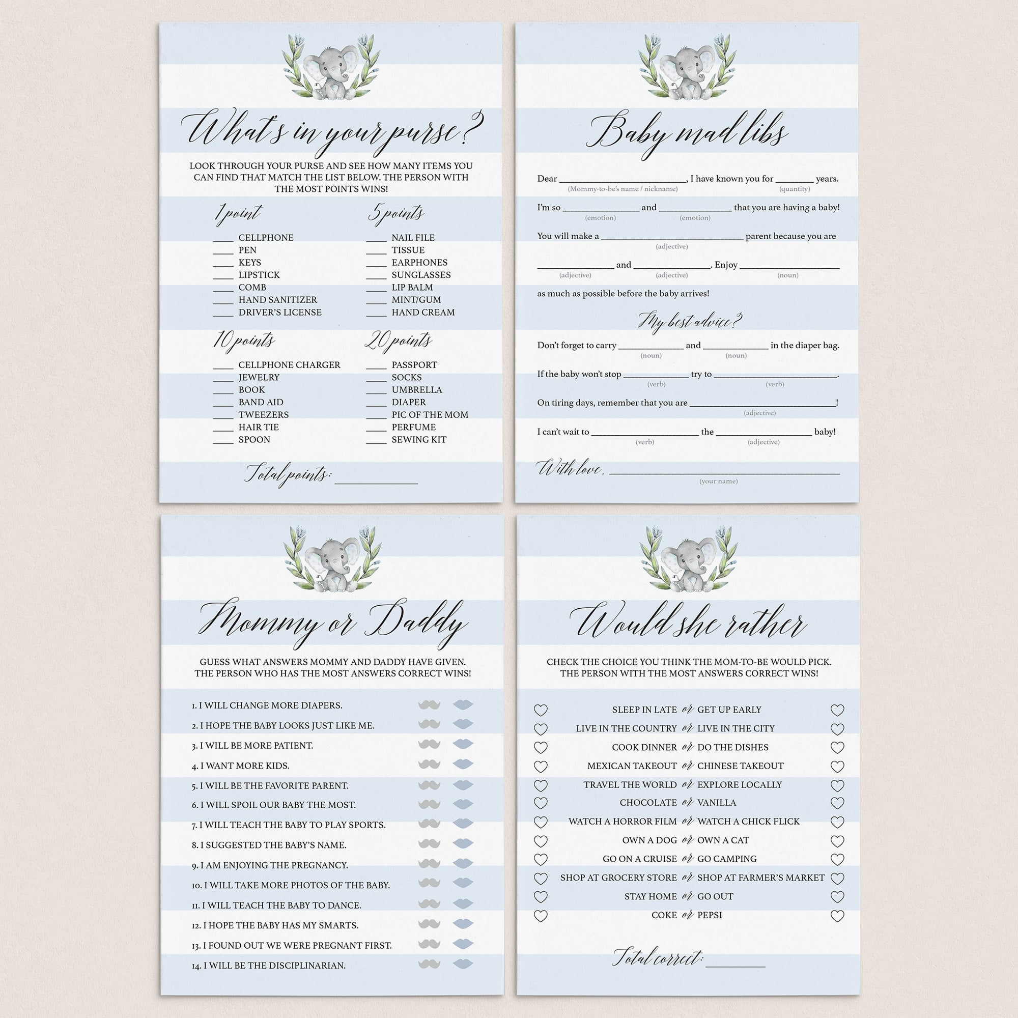 Funny baby shower games for boy shower printable by LittleSizzle