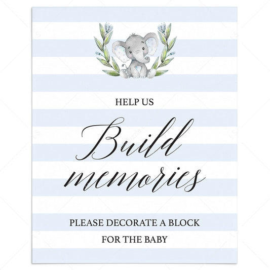 Decorate a block build memories baby shower activity for boy by LittleSizzle