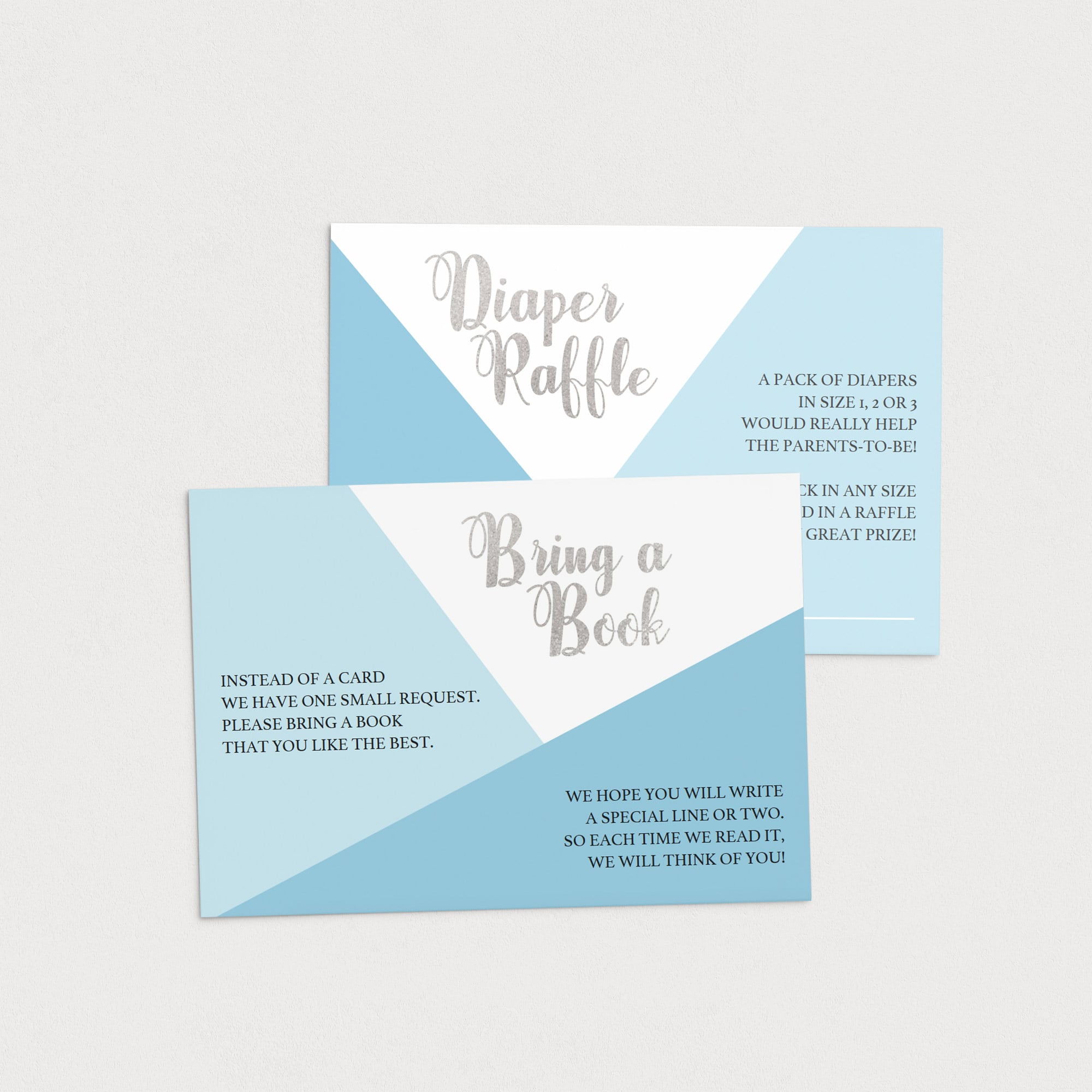 Blue baby shower invitation inserts printable by LittleSizzle