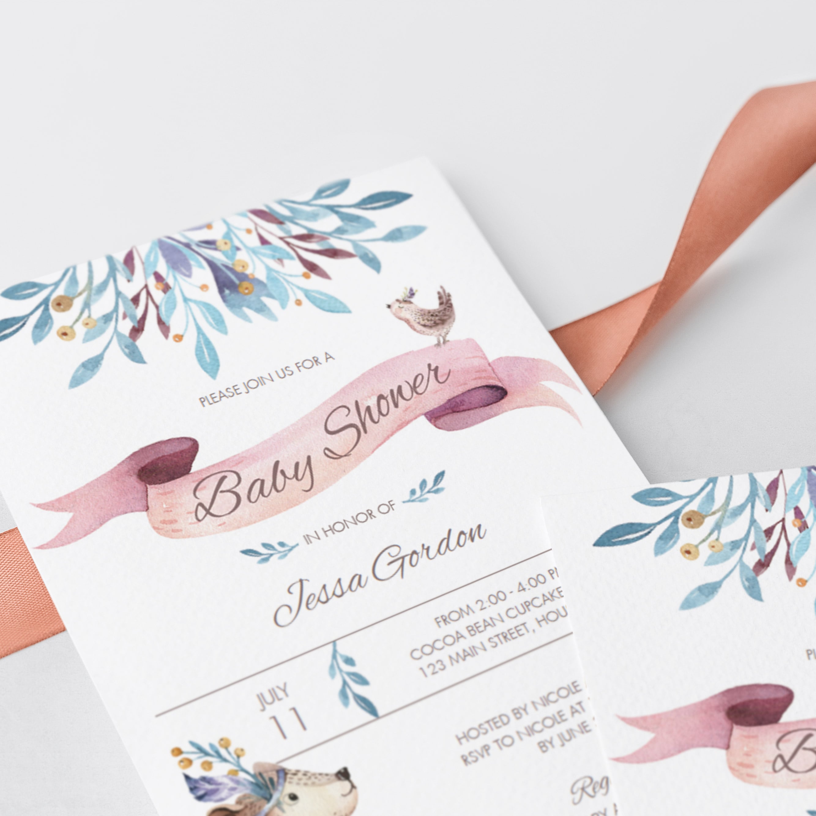 Aztec baby shower invitation with watercolor feathers by LittleSizzle