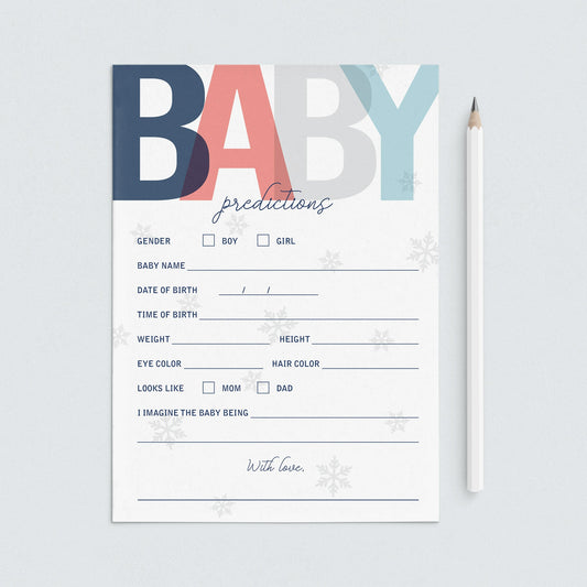 Printable baby prediction cards for boy and girl by LittleSizzle