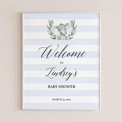 Blue and White Boy Baby Shower Welcome Sign Printable