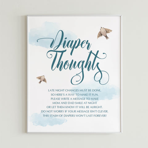 Printable Diaper Thoughts Station sign for blue baby shower – LittleSizzle