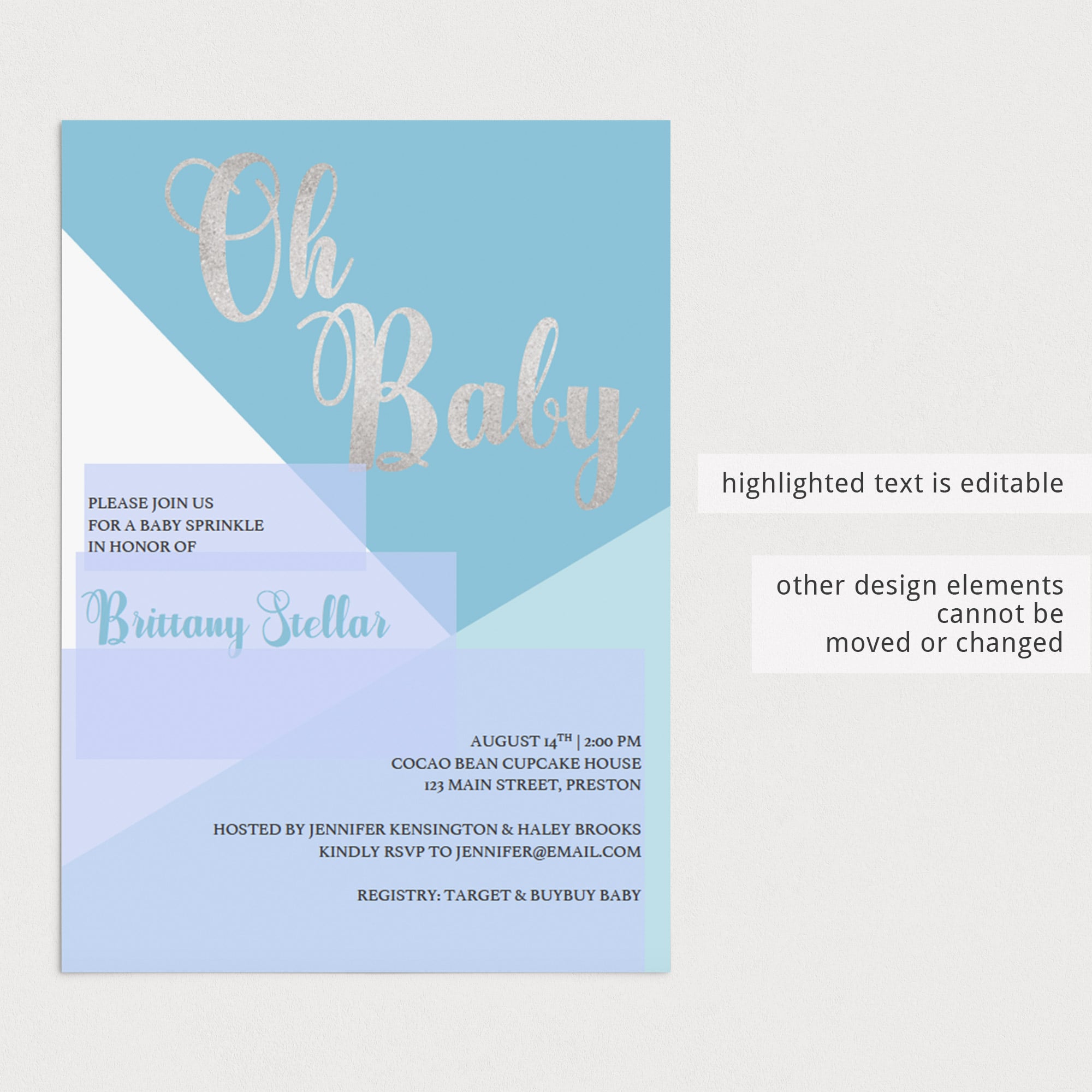 Blue baby sprinkle invitation template by LittleSizzle