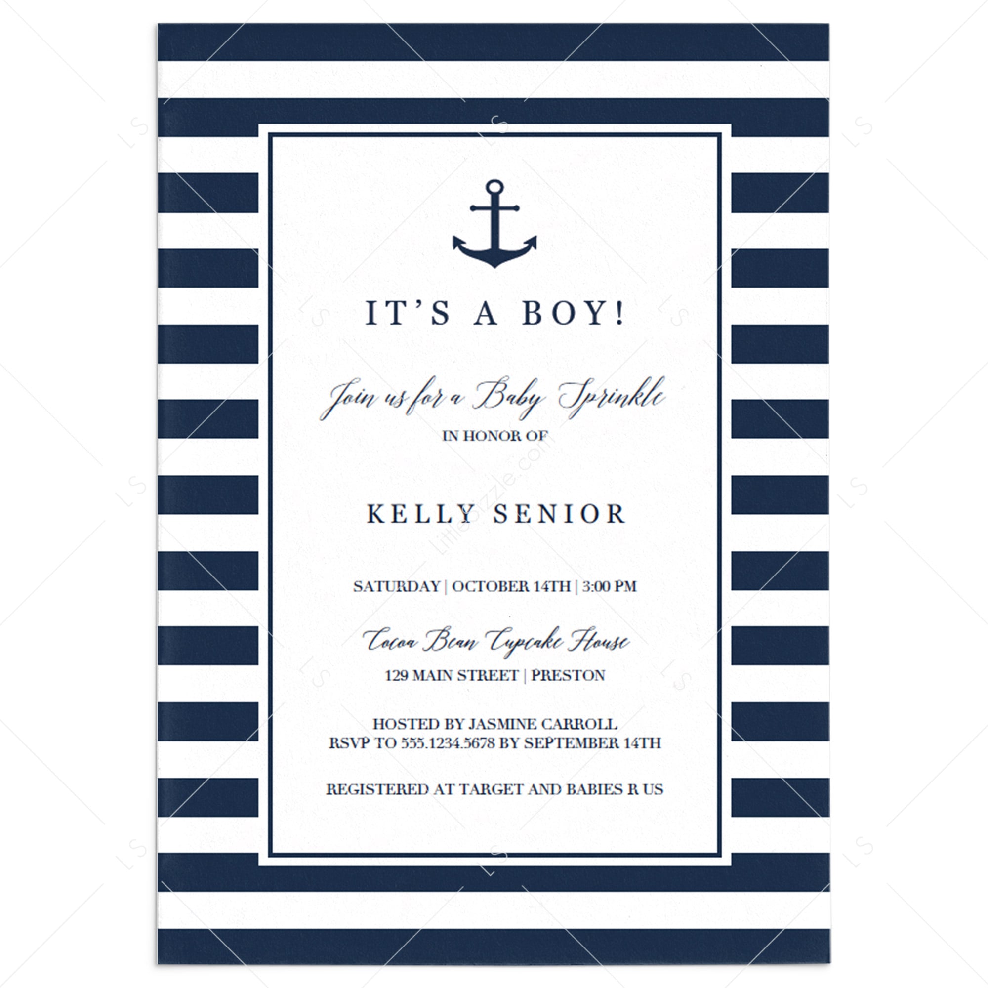 Nautical baby sprinkle invitation template by LittleSizzle