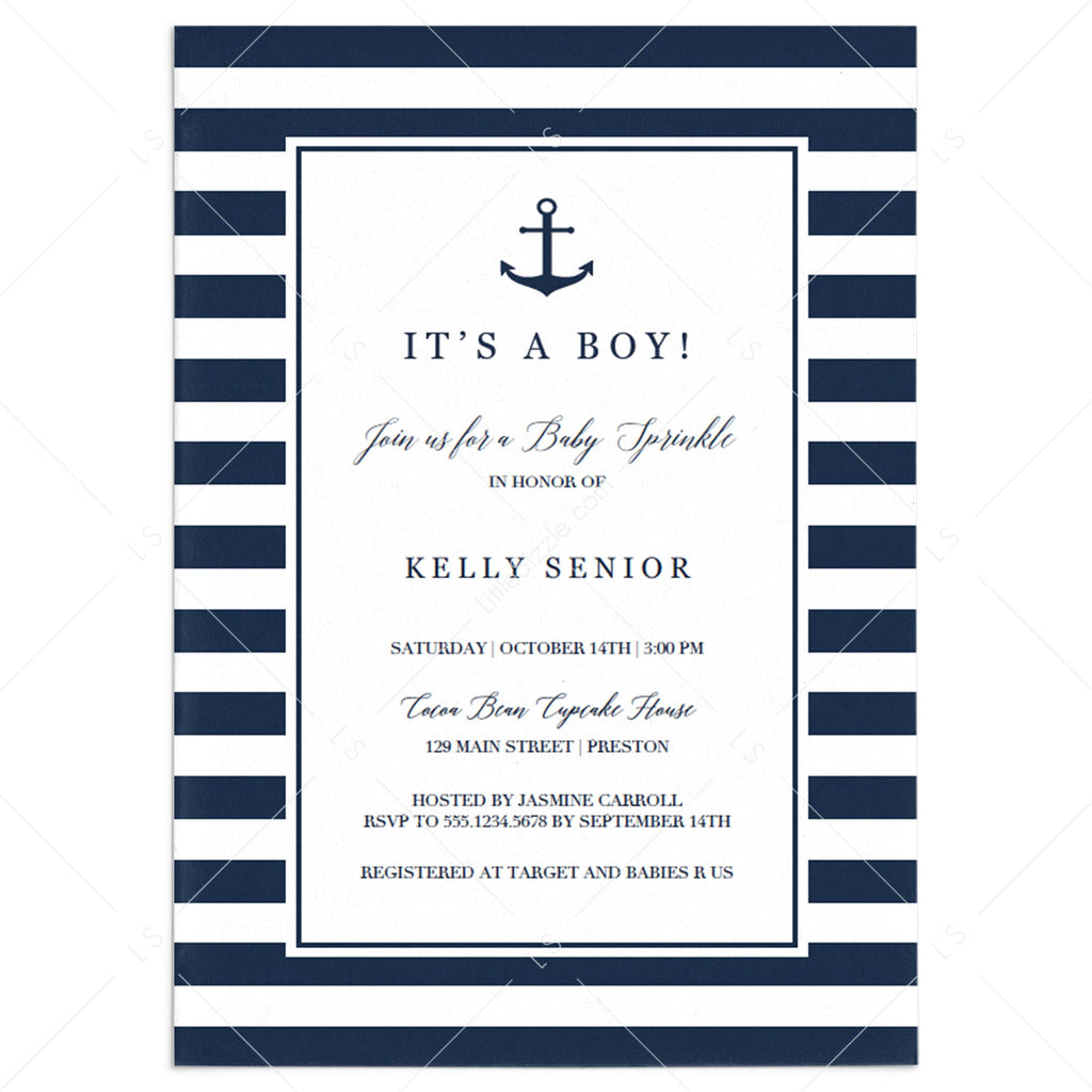 Nautical Baby Sprinkle invitation template Navy Blue | Instant Download – LittleSizzle nautical-baby-sprinkle-invitation-template-navy-blue-instant-download-littlesizzle