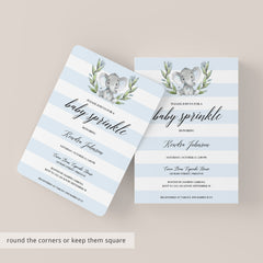 Elephant Baby Sprinkle Invitation Template for Boy