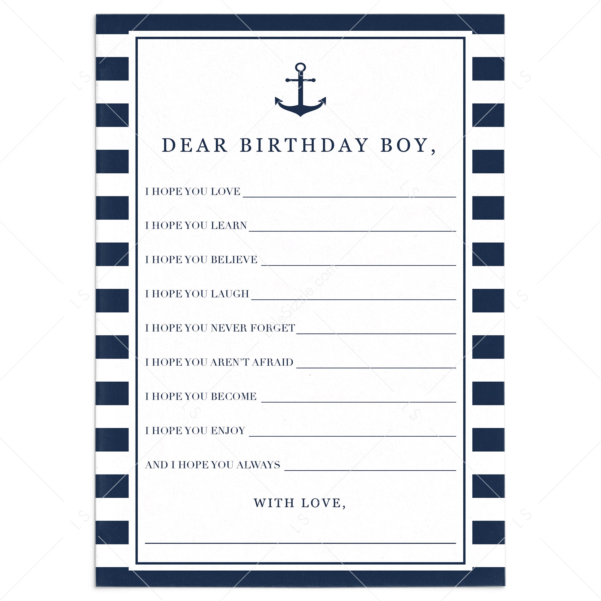 Wishes and Advice for The Birthday Boy Printable by LittleSizzle