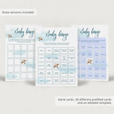 Blue shower baby bingo cards download by LittleSizzle