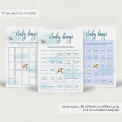 Prefilled baby shower bingo game printables by LittleSizzle