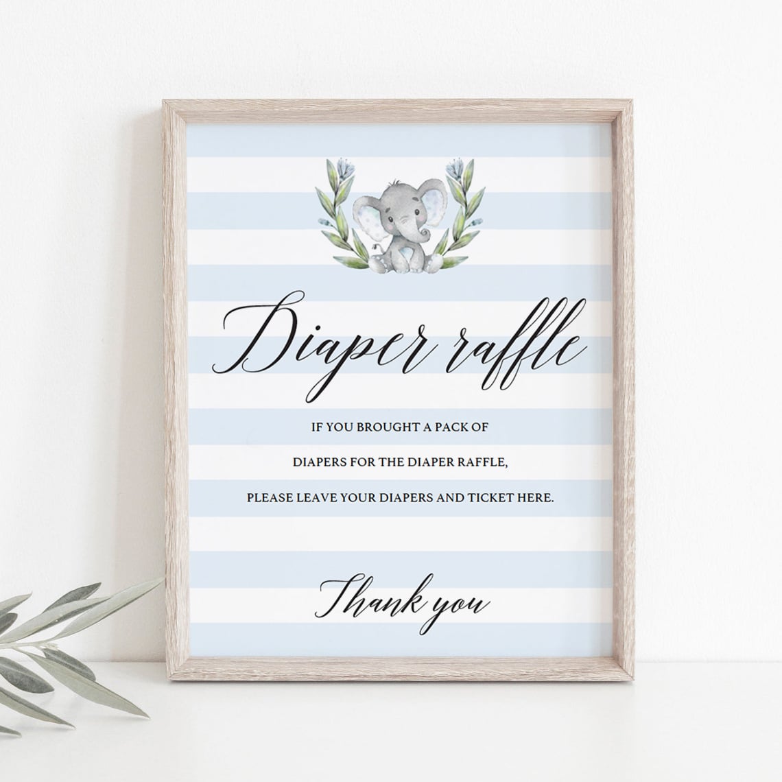 Elephant shower Diaper raffle sign download PDF by LittleSizzle