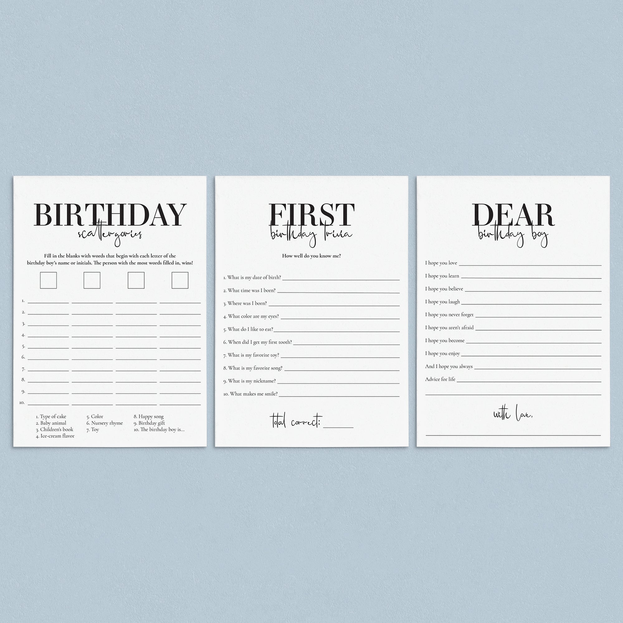Boy First Birthday Party Games Bundle Printable by LittleSizzle