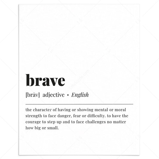 Brave Definition Print Instant Download by LittleSizzle