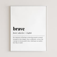 Brave Definition Print Instant Download by Littlesizzle