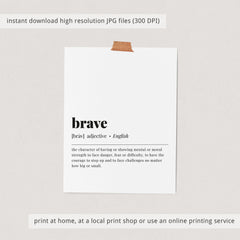 Brave Definition Print Instant Download