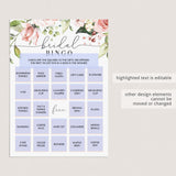 floral bridal bingo game prefilled cards