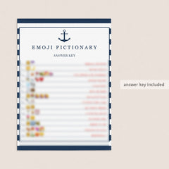 anchor bridal shower emoji pictionary game cards