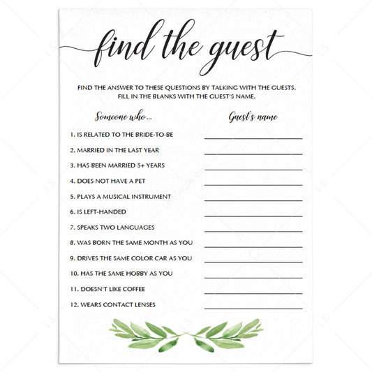 editable bridal shower find the guest template by LittleSizzle