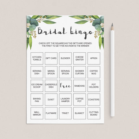 Printable Bridal Shower Bingo Cards Botanical | Prefilled & Blank cards ...