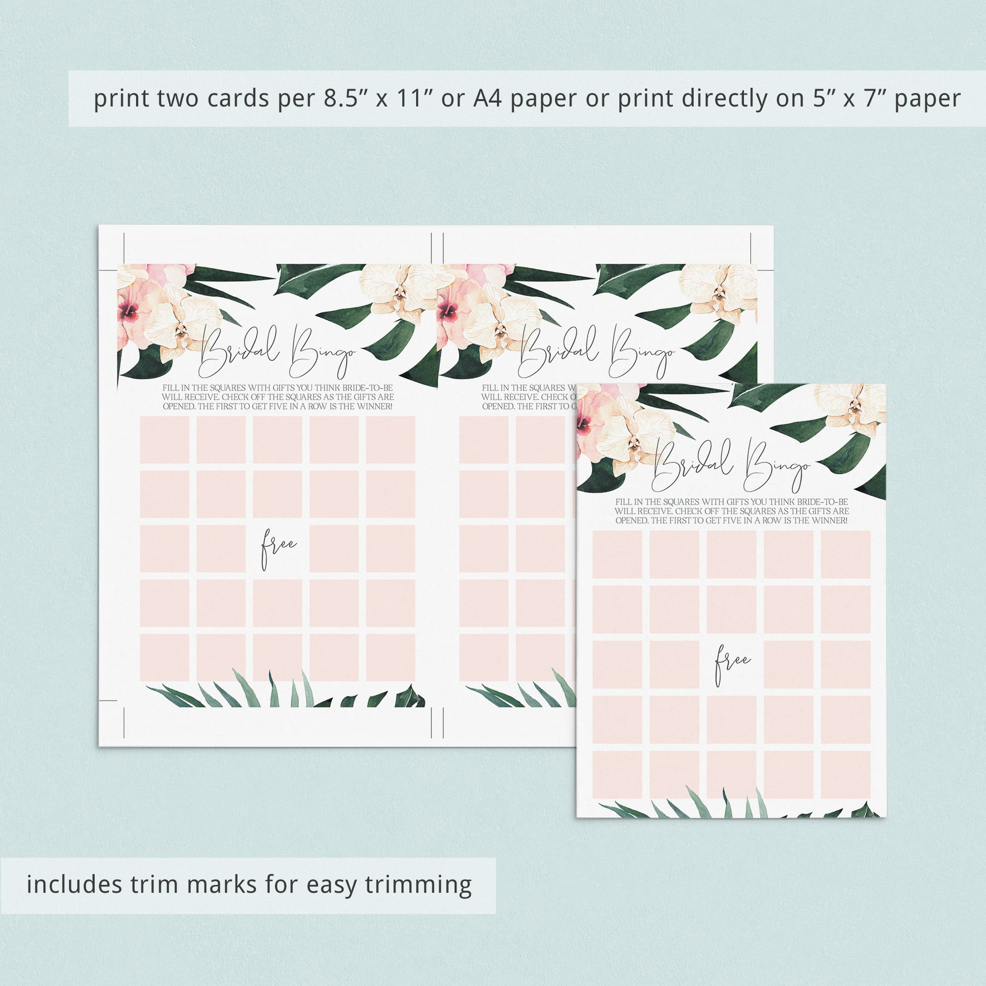 Tropical bridal bingo cards by LittleSizzle