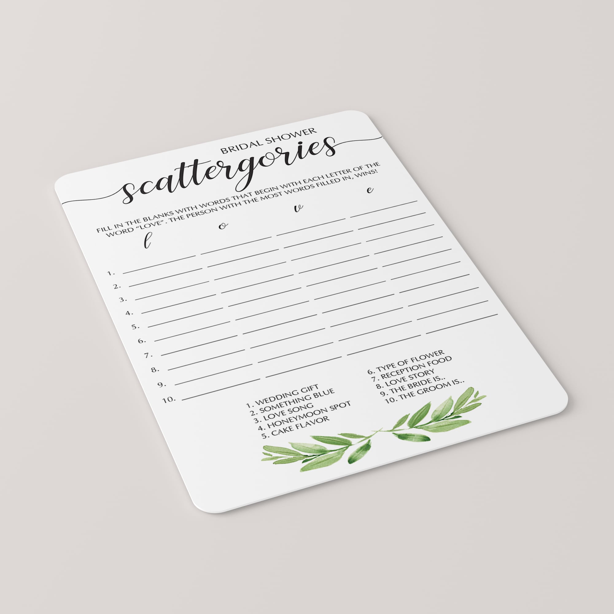 Bridal scattergories love game download by LittleSizzle