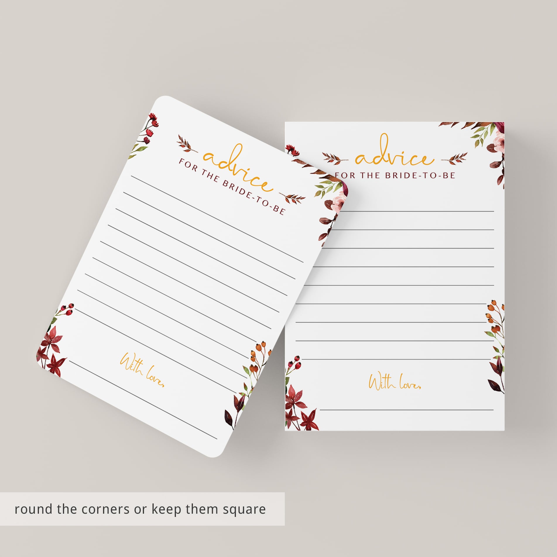 Advice for the bride to be printables red floral by LittleSizzle