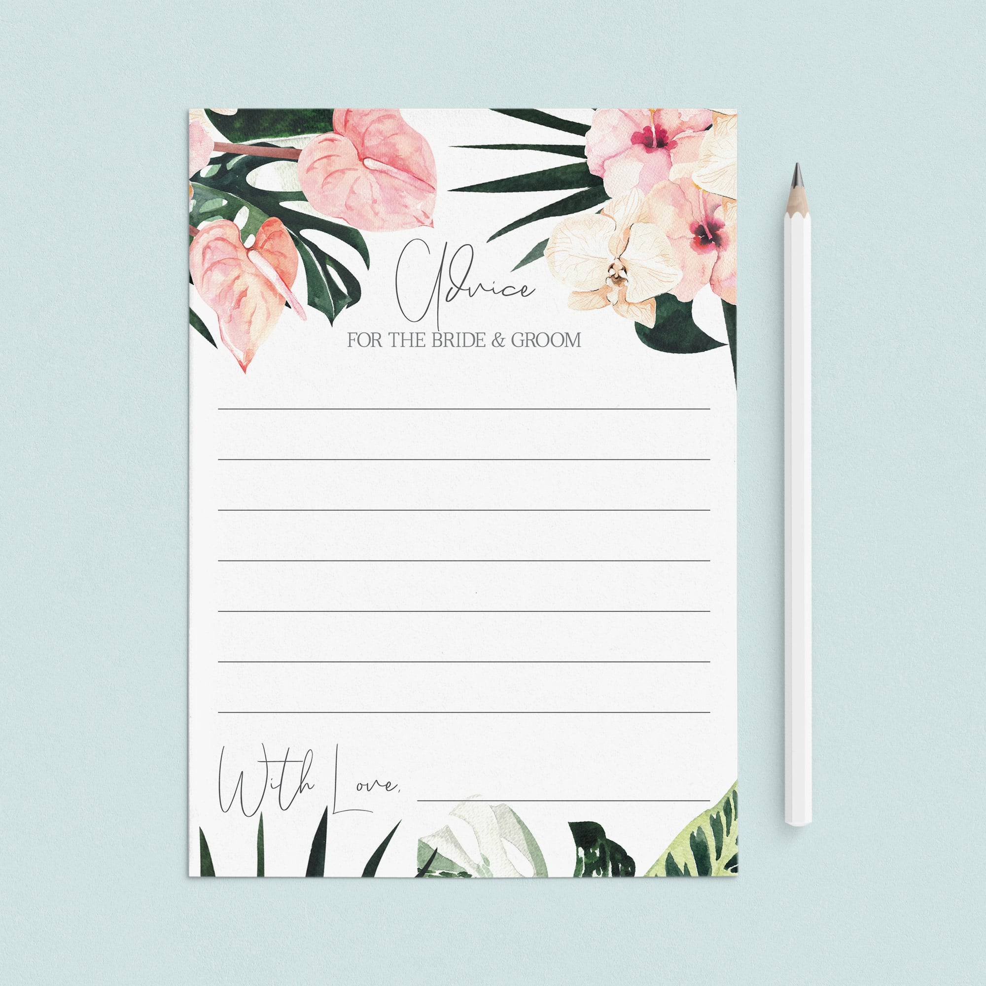 Tropical Wedding Advice Cards Printable by LittleSizzle