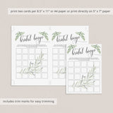 Greenery Bridal Shower Bridal Bingo Game Cards Printable