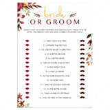 Bride or groom bridal shower game template red floral by LittleSizzle