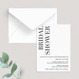 Modern Bridal Shower Invitation Template Black and White