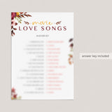 Movie Love Songs Matching Game Printable
