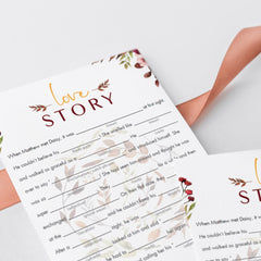 Fall wedding shower love story game template by LittleSizzle