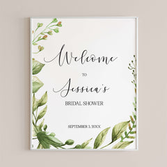 Greenery Bridal Shower Welcome Sign Template